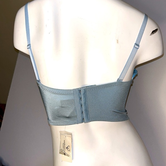 NWT Windsor- Light Blue Sparkle Rhinestone Bustier Corset Longline Bra Top, Sz L - Picture 8 of 15